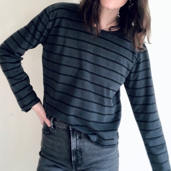 Boxy cotton stripe long sleeve crop - Picture 14 of 15